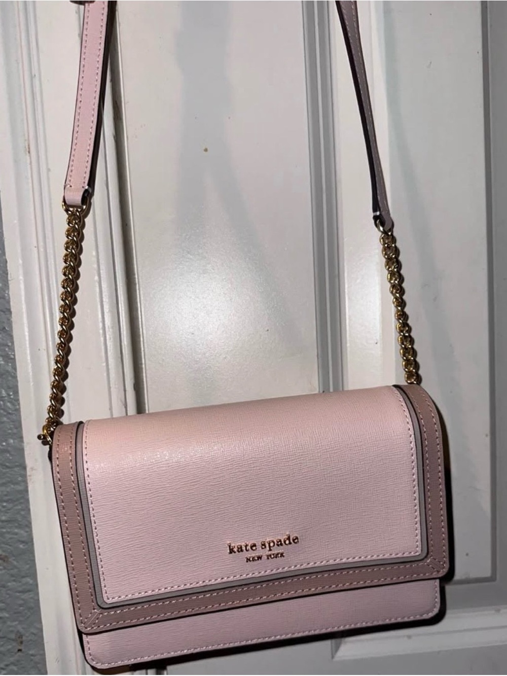 kate spade Blush Pink Leather Crossbody with Gold Chain